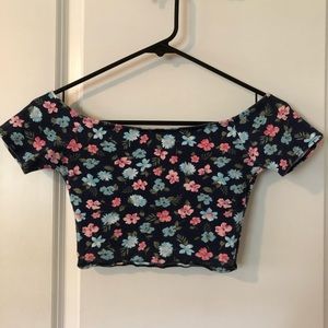 Off the shoulder floral crop top
